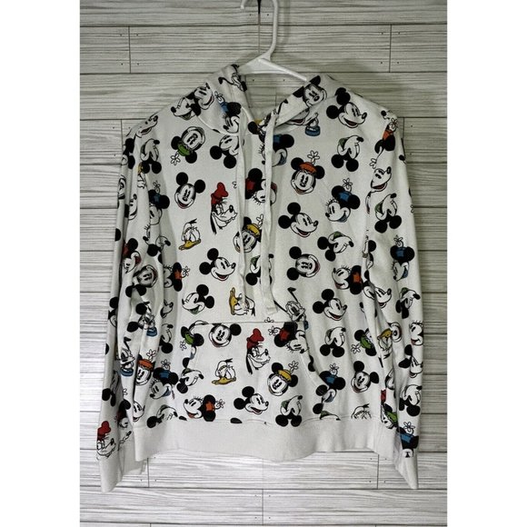 Disney Store Adult Women's Mickey Mouse‎ White Graphic Hoodie SweatshirtM Medium - Picture 1 of 6